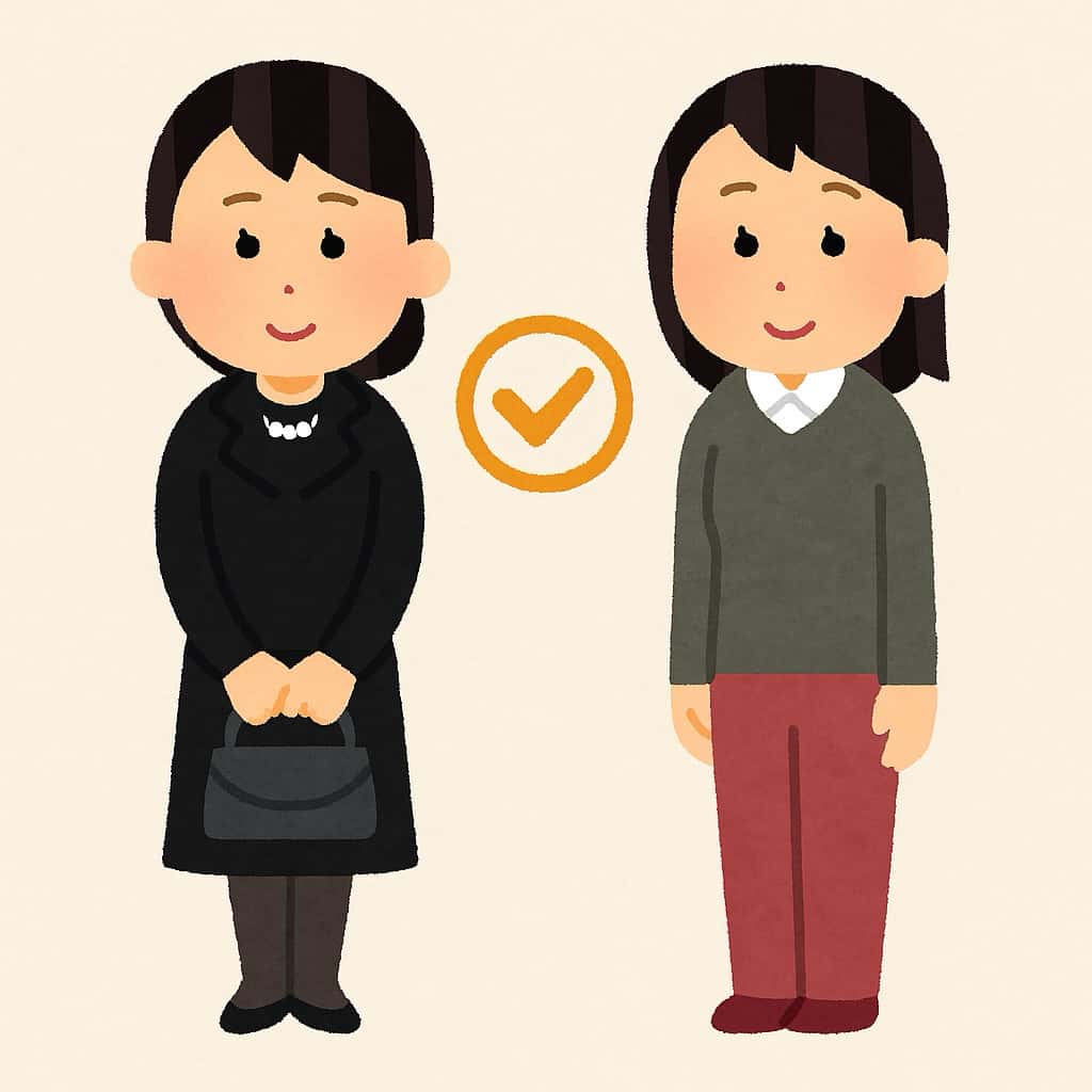 四十九日法要の服装の喪服と平服の違い イラスト画像