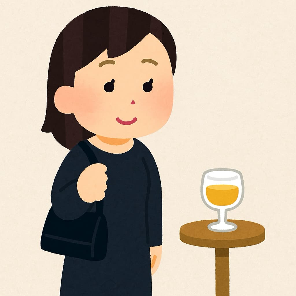 法要後の会食は、着替えの必要がない落ち着いた平服 イラスト画像