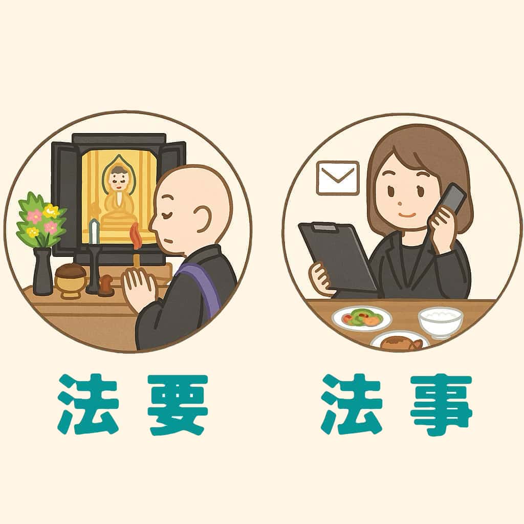 法要と法事の違い　イラストで分かる画像