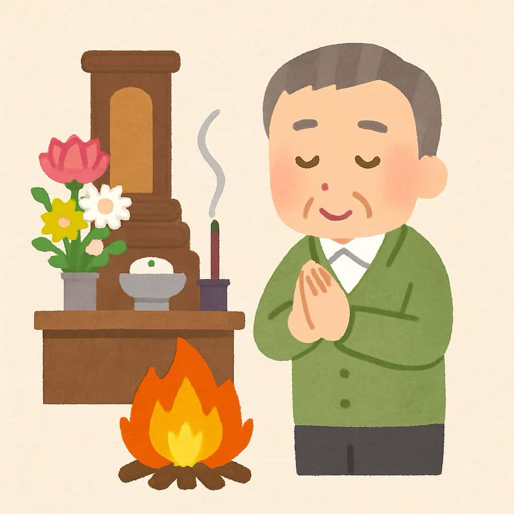 盂蘭盆会の送り火・迎え火 イラスト画像