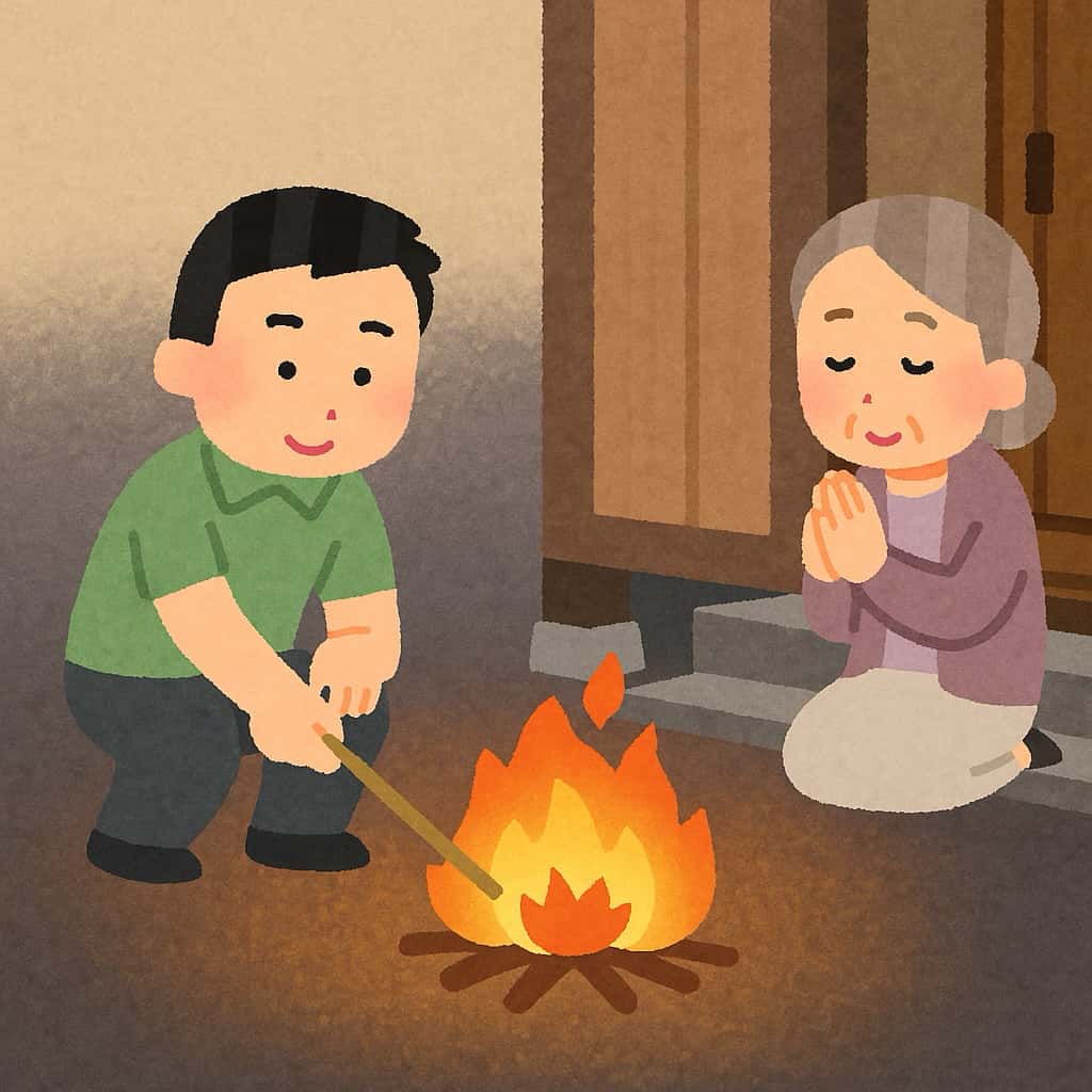 迎え火とは イラスト画像