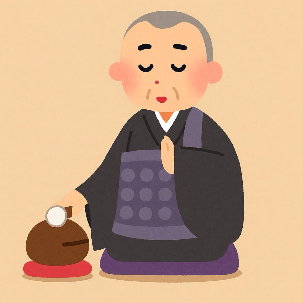 法要で僧侶による読経シーン イラスト画像