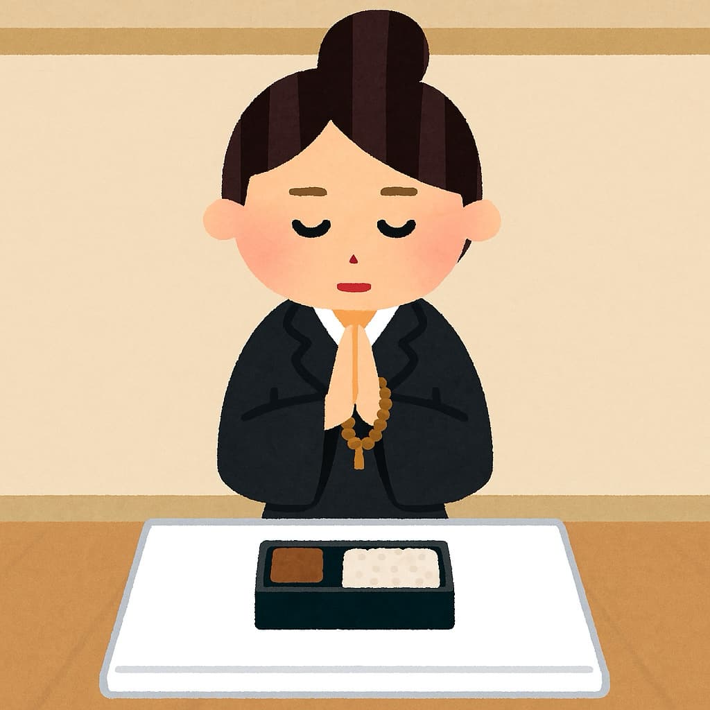 参列者によるお焼香・お念仏のシーン イラスト画像