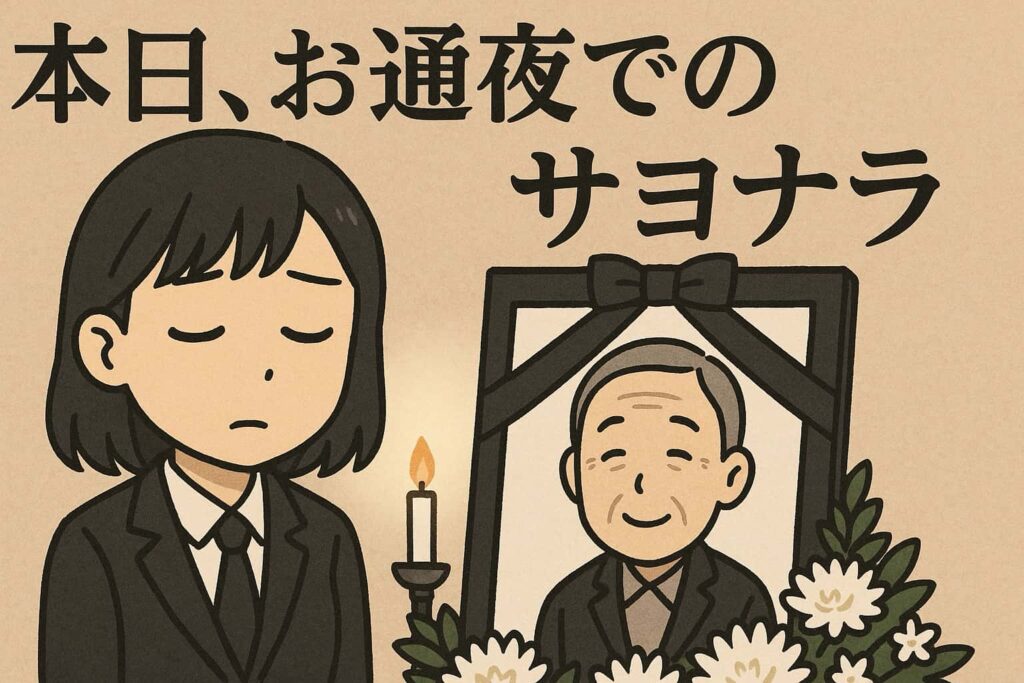 本日、お通夜でのサヨナラ イラスト画像