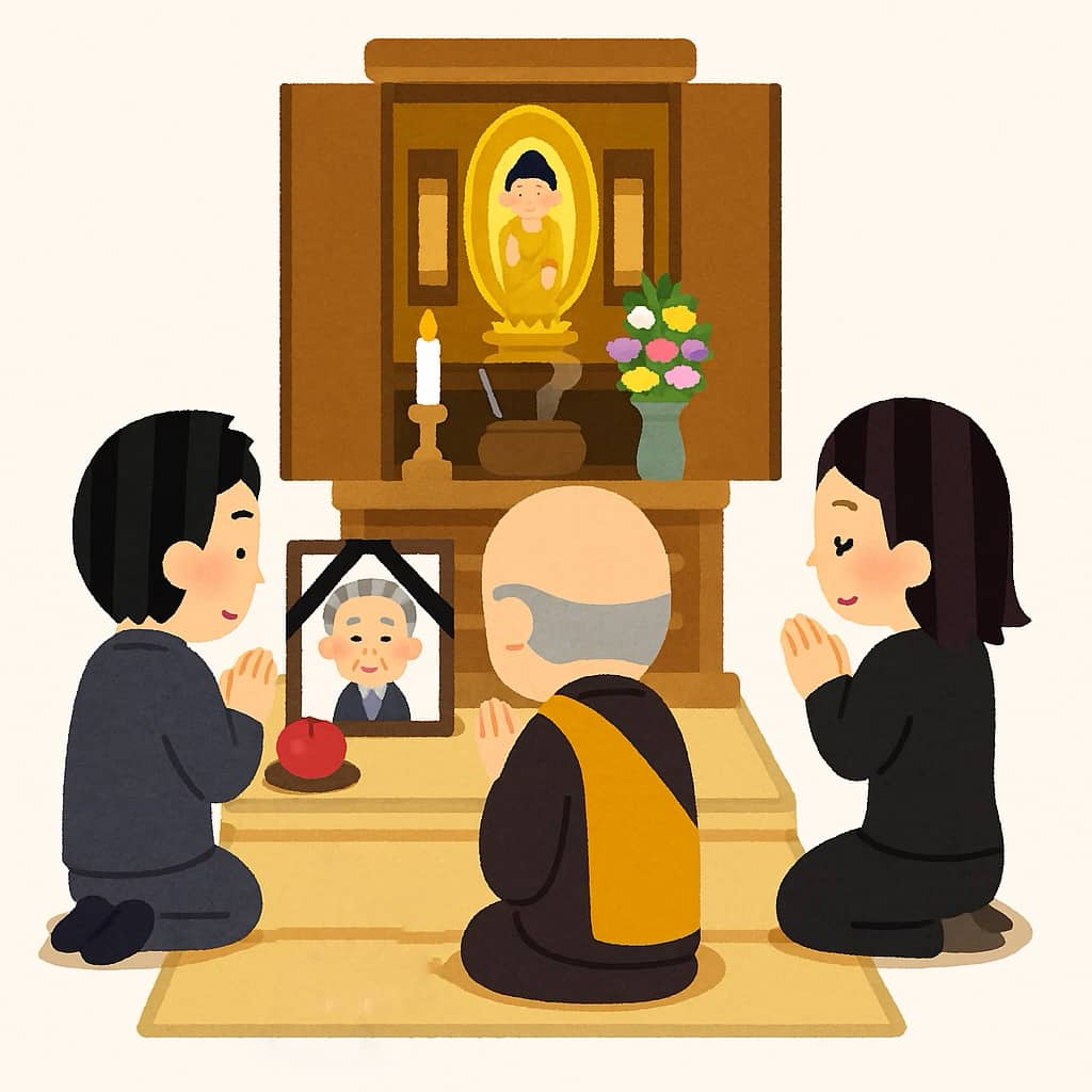 命日よりも後で法事 イラスト画像