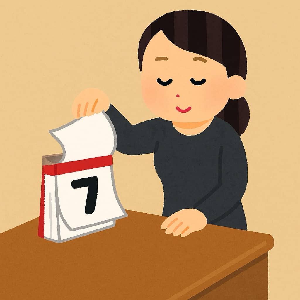 49日まで数えている女性のイラスト画像