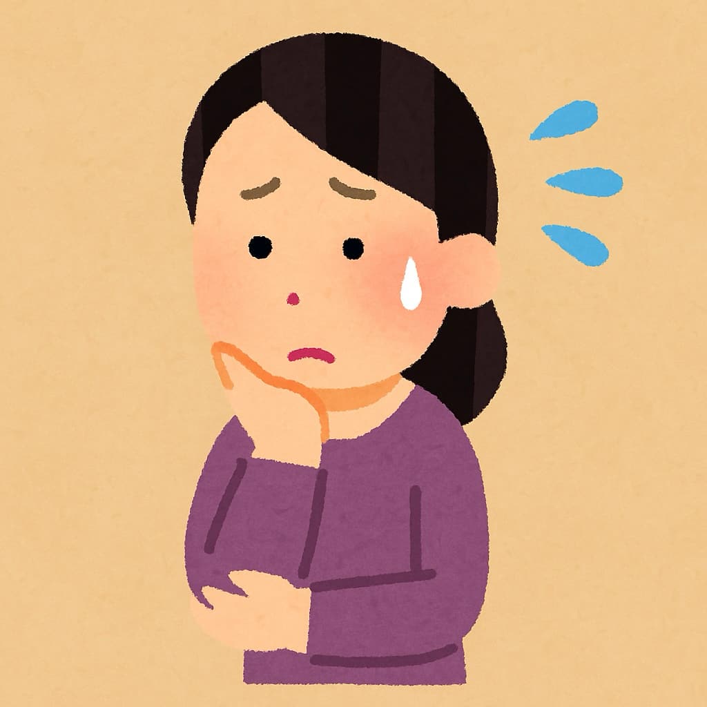 悩んでいる女性のイラスト画像