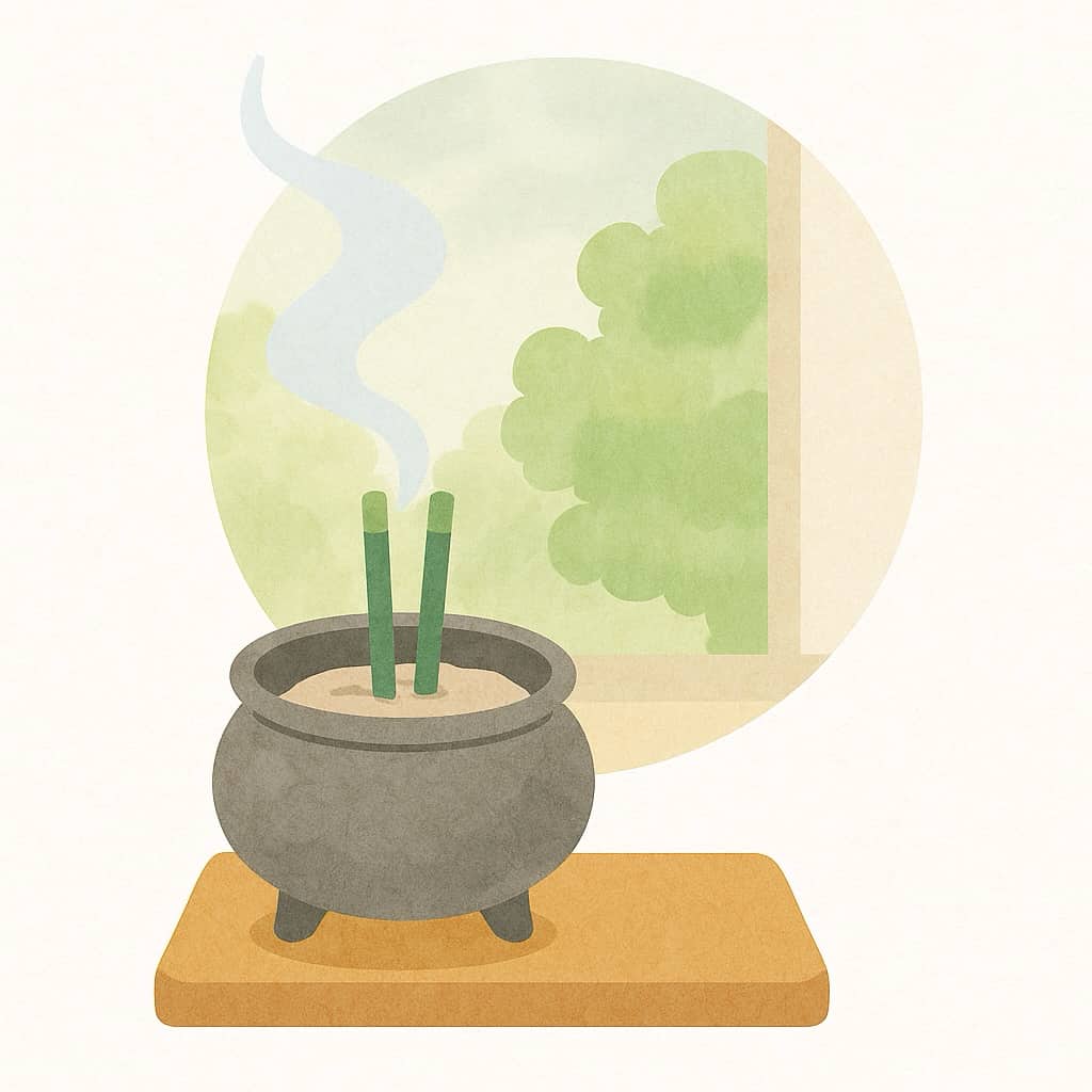 お線香と香炉の画像