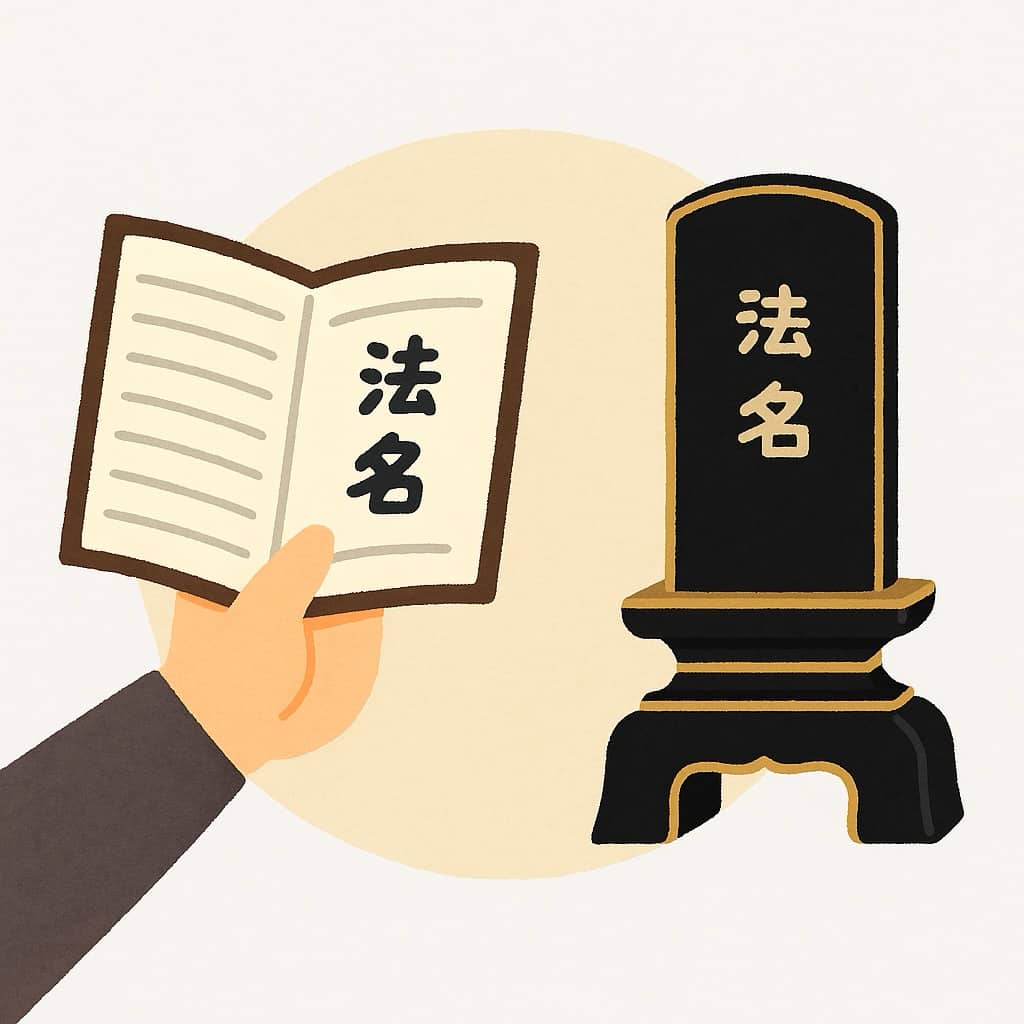 過去帳と黒塗り位牌のイラスト画像