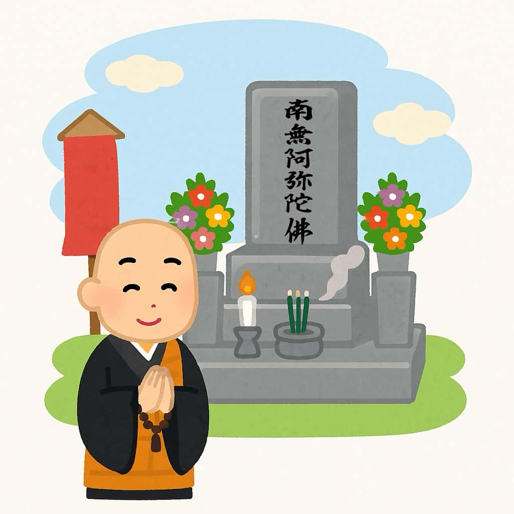 墓前法要と建碑法要のイメージイラスト画像