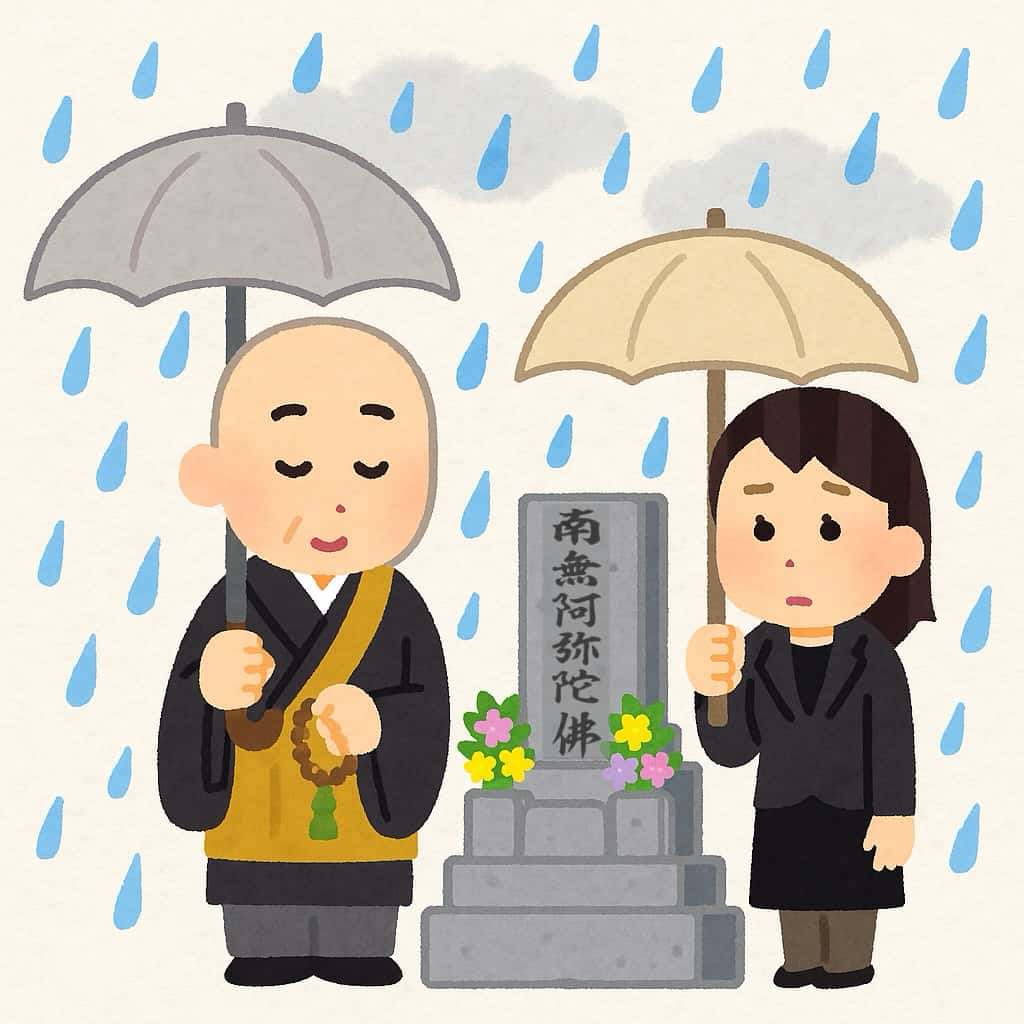 墓前法要が雨天の場合のイラスト画像