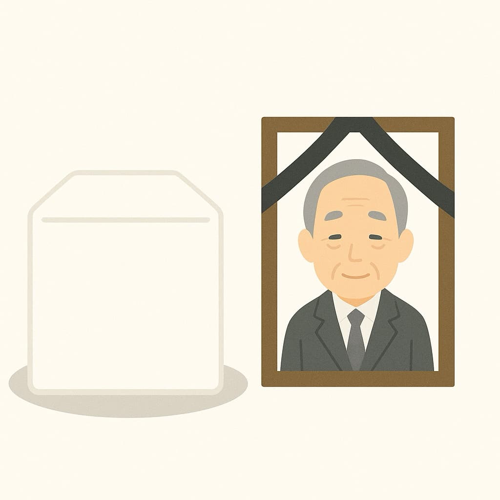 骨葬に必要な遺影とお骨のイメージイラスト画像