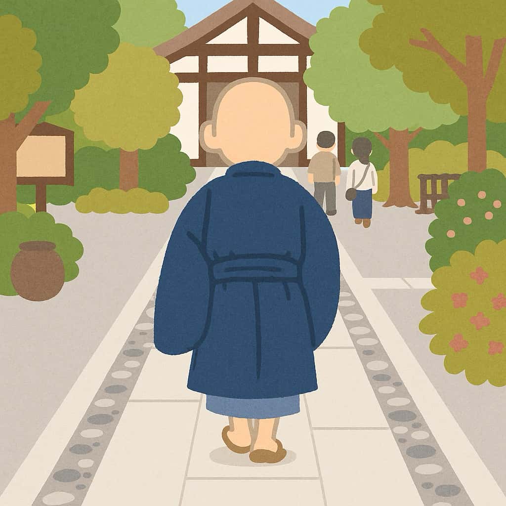 枕経に向かうお坊さんイラスト画像