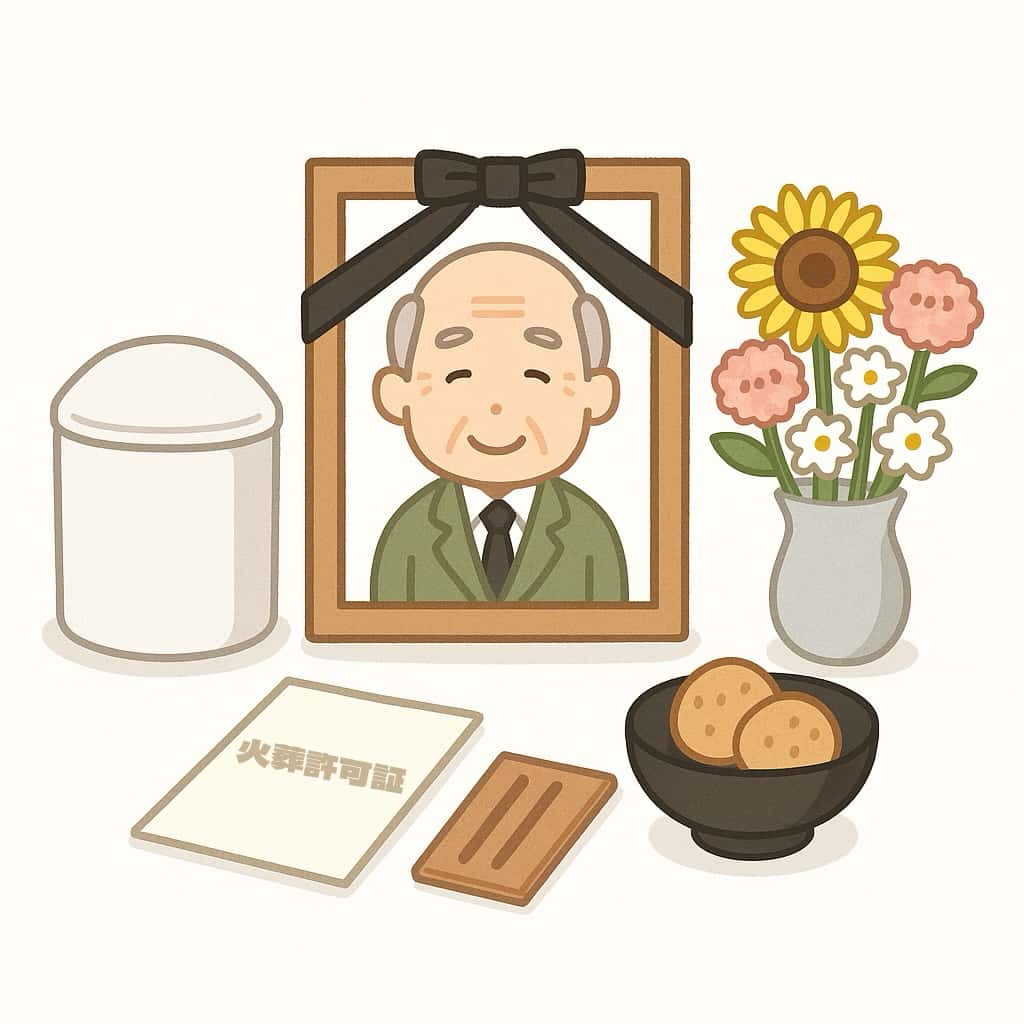 納骨法要の準備　イラスト画像