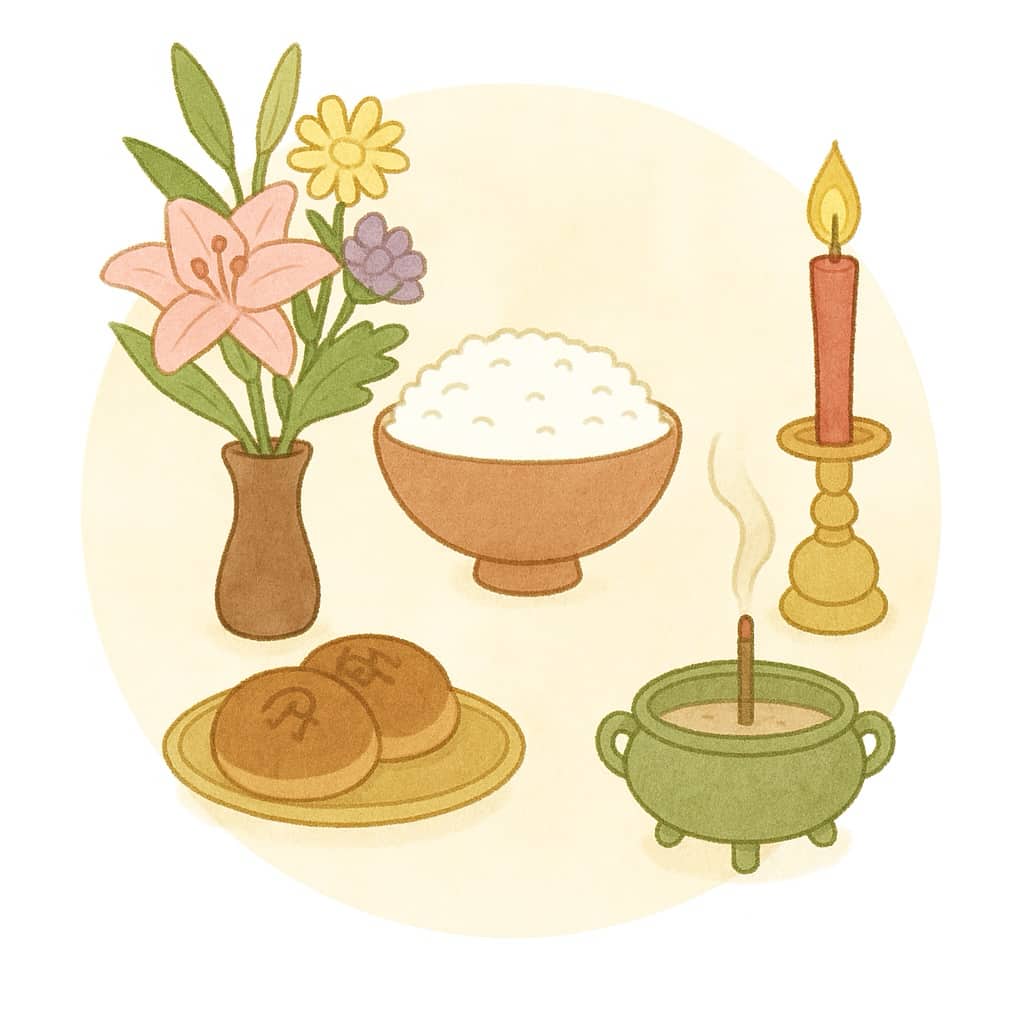 入仏慶讃法要のお供物イラスト画像