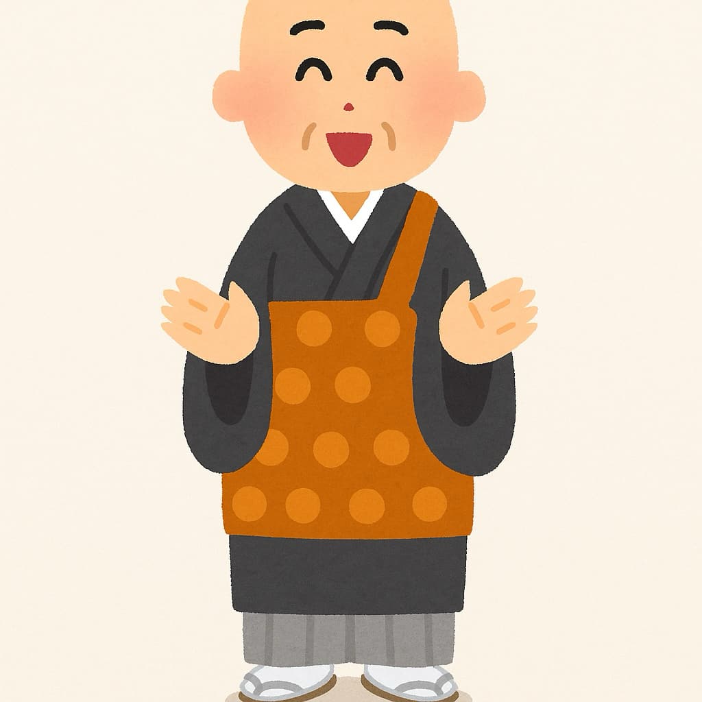 納骨法要の説明をしているお坊さんイラスト画像