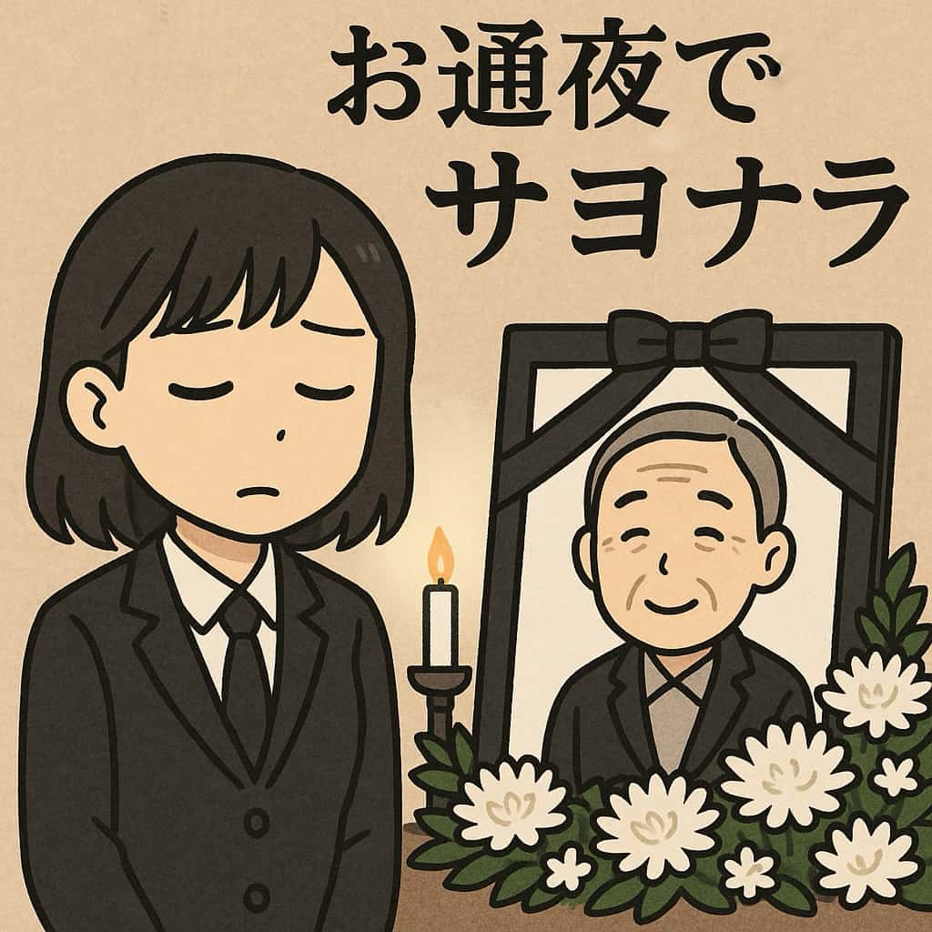 お通夜でサヨナラ　イラスト画像