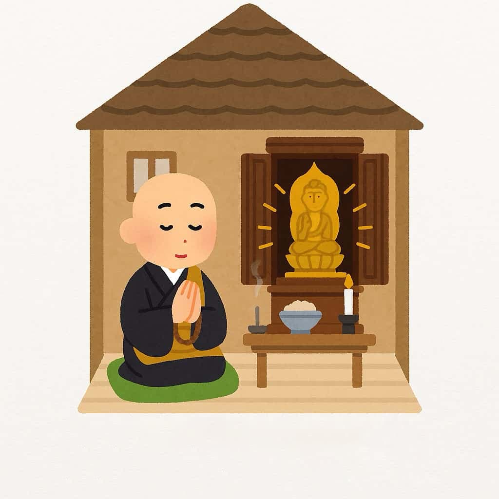 旧家で遷仏法要のイラスト画像