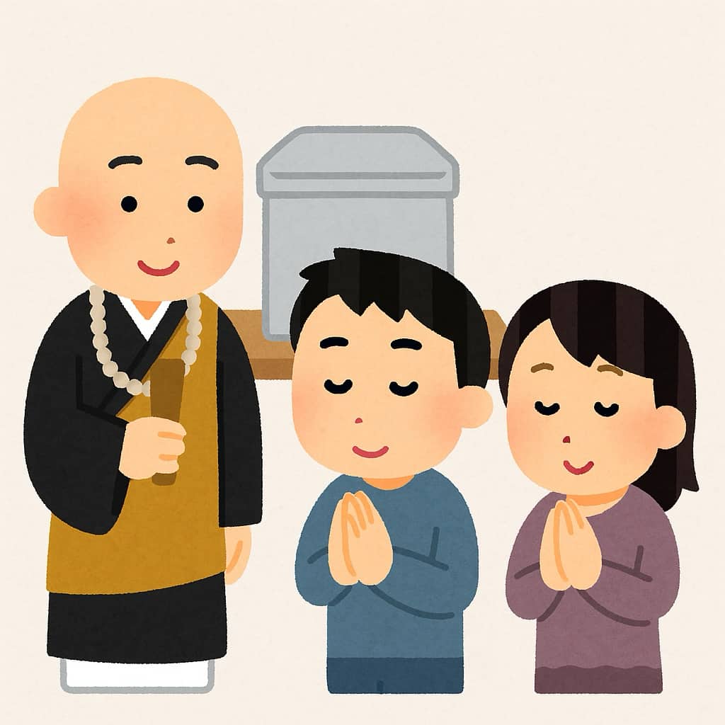 火葬式の後の初七日法要 イラスト画像