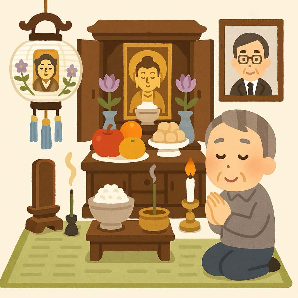 初盆法要のイラスト画像