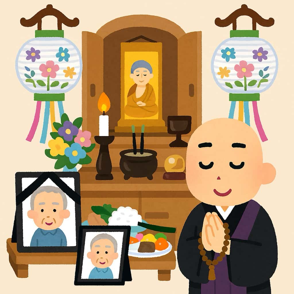初盆法要のイラスト画像